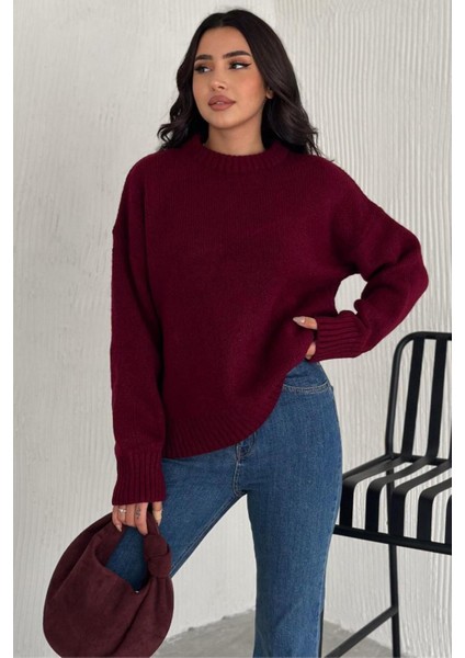 Kadın Triko Bisiklet Yaka Oversize Triko Kazak 110
