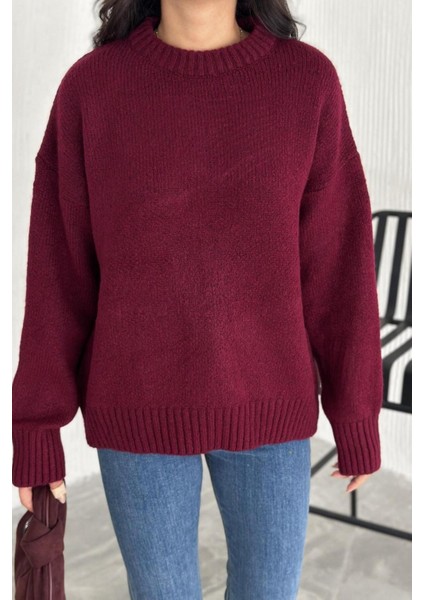 Kadın Triko Bisiklet Yaka Oversize Triko Kazak 110 modelleri