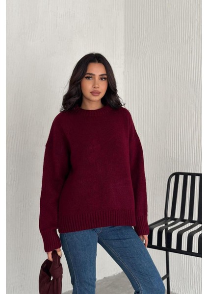 Kadın Triko Bisiklet Yaka Oversize Triko Kazak 110 fırsatları