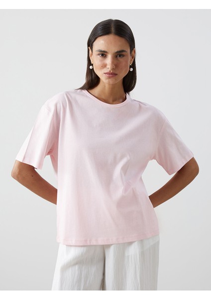 Yeni Sezon Bisiklet Yaka Oversize Kadin Tisort - S5KR16Z8
