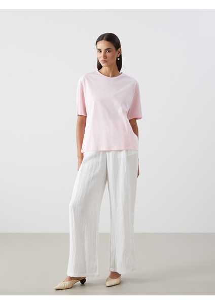 Yeni Sezon Bisiklet Yaka Oversize Kadin Tisort - S5KR16Z8