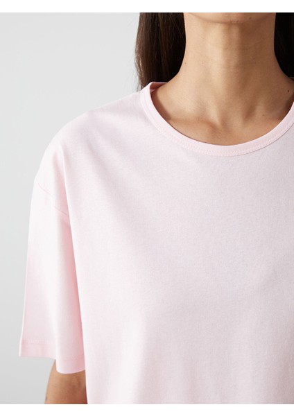 Yeni Sezon Bisiklet Yaka Oversize Kadin Tisort - S5KR16Z8