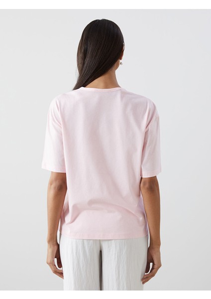 Yeni Sezon Bisiklet Yaka Oversize Kadin Tisort - S5KR16Z8
