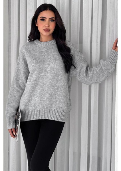 Kadın Triko Bisiklet Yaka Oversize Triko Kazak 110