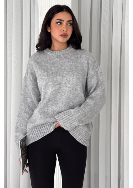 Kadın Triko Bisiklet Yaka Oversize Triko Kazak 110 modelleri