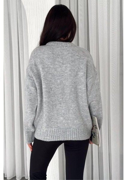 Kadın Triko Bisiklet Yaka Oversize Triko Kazak 110 fırsatları