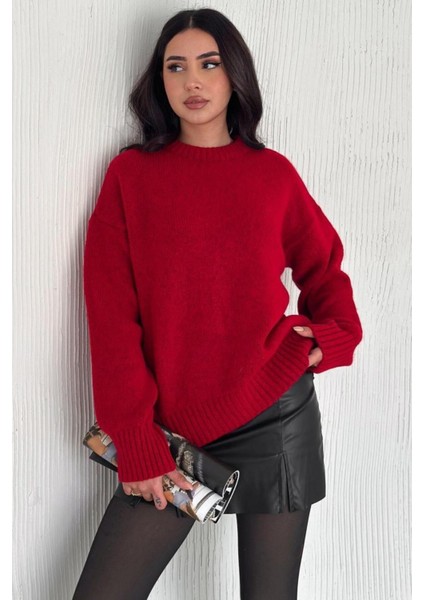 Kadın Triko Bisiklet Yaka Oversize Triko Kazak 110