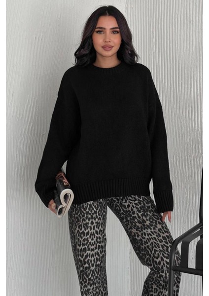 Kadın Triko Bisiklet Yaka Oversize Triko Kazak 110