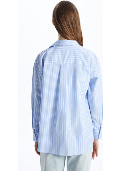 Yeni Sezon Cizgili Oversize Poplin Kadin Gomlek - S5GM89Z8 fırsatları