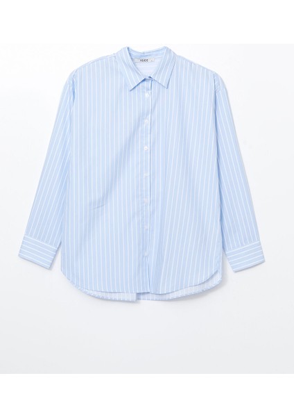 Yeni Sezon Cizgili Oversize Poplin Kadin Gomlek - S5GM89Z8 indirimleri