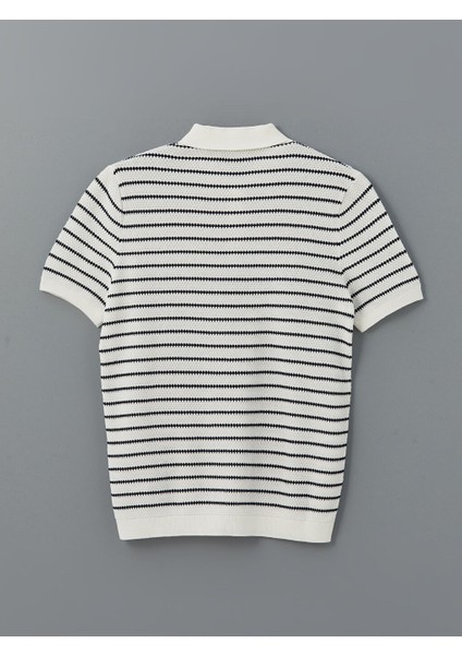 Yeni Sezon Polo Yaka Kisa Kollu Cizgili Erkek Triko Kazak - S54336Z8 fiyatları