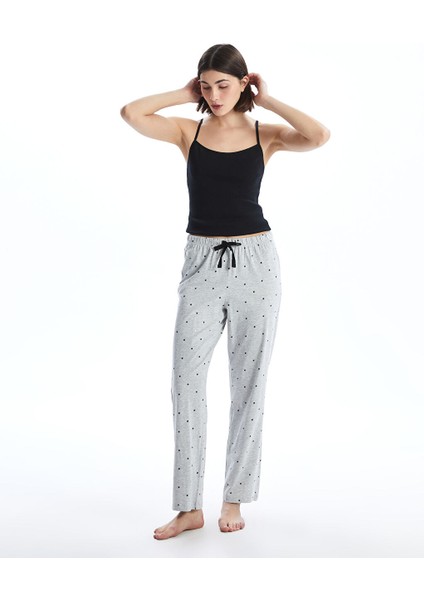 Yeni Sezon Beli Lastikli Puantiyeli Kadin Pijama Alt - S57590Z8