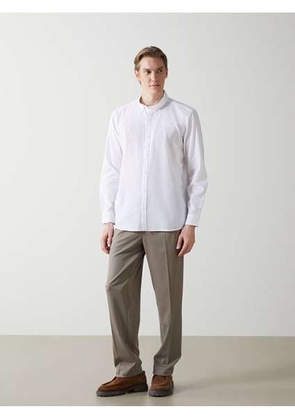 Yeni Sezon Slim Fit Uzun Kollu Keten Karisimli Erkek Gomlek - S55710Z8 fiyatları