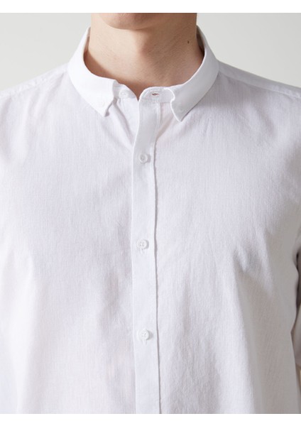 Yeni Sezon Slim Fit Uzun Kollu Keten Karisimli Erkek Gomlek - S55710Z8 modelleri
