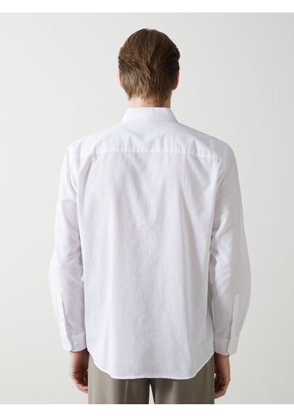 Yeni Sezon Slim Fit Uzun Kollu Keten Karisimli Erkek Gomlek - S55710Z8 fırsatları