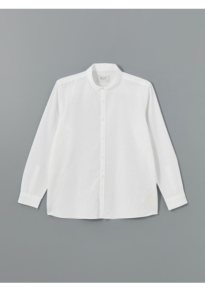 Yeni Sezon Slim Fit Uzun Kollu Keten Karisimli Erkek Gomlek - S55710Z8 indirimleri