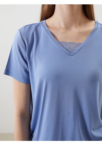 Yeni Sezon V Yaka Kadin Kaprili Pijama Takimi - S5CP55Z8 modelleri