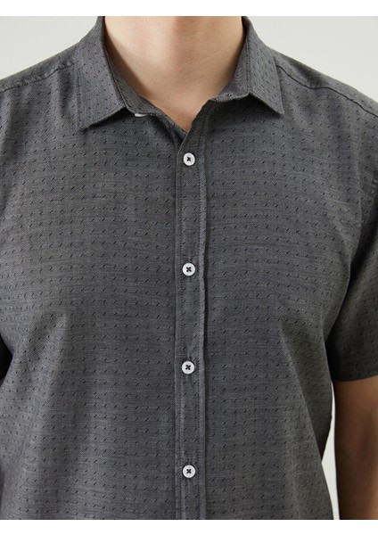 Yeni Sezon Regular Fit Kisa Kollu Desenli Erkek Gomlek - S5ID18Z8