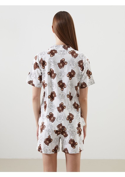 Yeni Sezon Gomlek Yaka Baskili Kadin Sortlu Pijama Takimi - S57750Z8