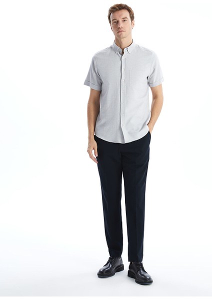 Yeni Sezon Regular Fit Kisa Kollu Armurlu Erkek Gomlek - S53829Z8