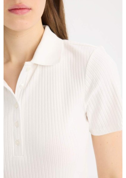 Yeni Sezon Slim Fit Dar Kesim Fitilli Kaşkorse Kısa Kollu Polo Tişört indirimleri