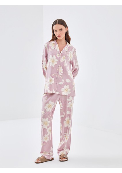 Yeni Sezon Gomlek Yaka Cicekli Kadin Pijama Takim - S53529Z8