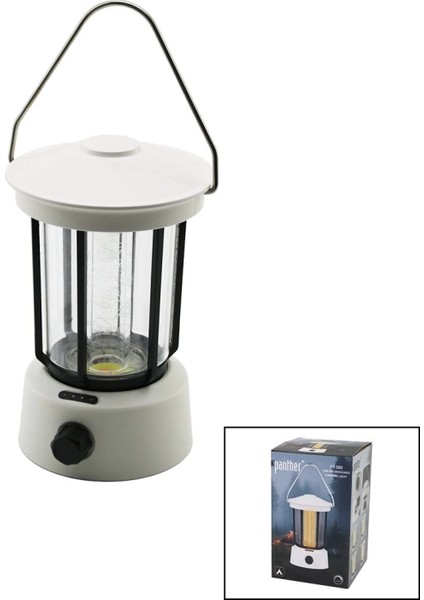Fanus Kamp Lambası El Feneri USB Şarjlı Powerbank 5W Cob LED 800LUMEN Işık Ayarı Gün Işık - Beyaz PT-380 (4887)