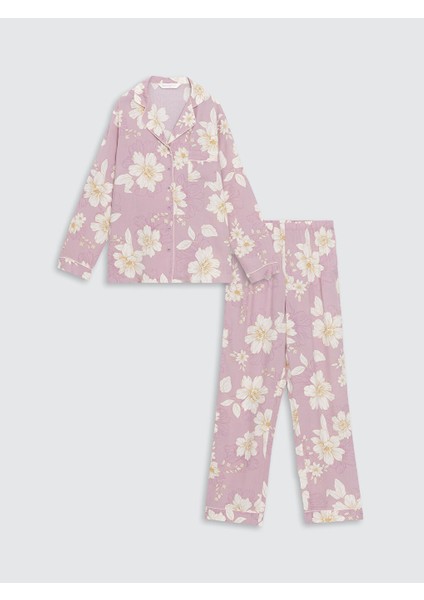Yeni Sezon Gomlek Yaka Cicekli Kadin Pijama Takim - S53529Z8 indirimleri