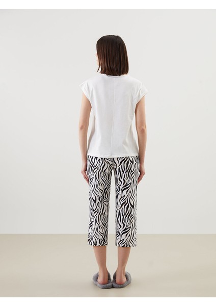 Yeni Sezon V Yaka Desenli Kadin Kaprili Pijama Takimi - S5CD36Z8 fırsatları