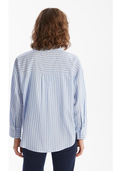 Yeni Sezon Cizgili Oversize Oxford Kadin Gomlek - S5HV54Z8 fırsatları