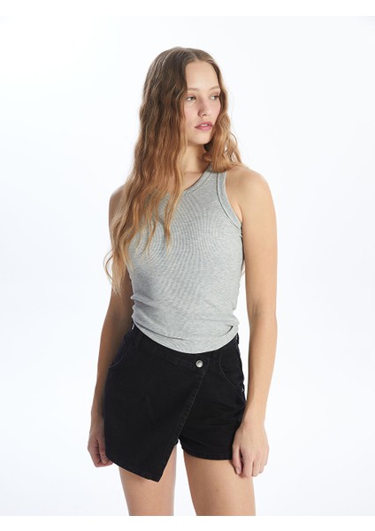 Yeni Sezon Kadin Standart Fit Duz Jean Sort Etek - S4DL43Z8