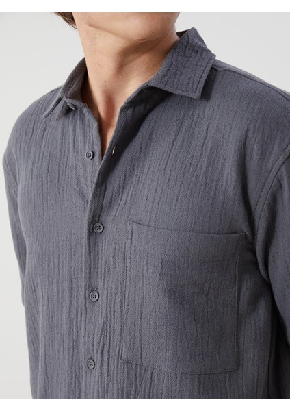 Yeni Sezon Rahat Kalip Muslin Erkek Gomlek - S56005Z8 modelleri