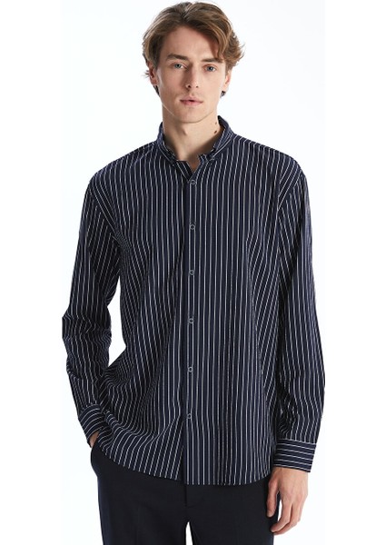 Yeni Sezon Regular Fit Uzun Kollu Cizgili Erkek Gomlek - S5BE14Z8
