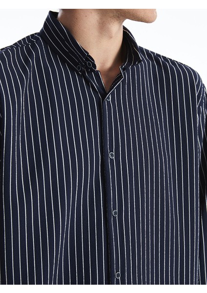 Yeni Sezon Regular Fit Uzun Kollu Cizgili Erkek Gomlek - S5BE14Z8