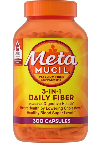 Daily Psyllium Husk Powder, 3-In-1 Fiber For Digestive Health, Plant Based Fiber, 300CT Capsules