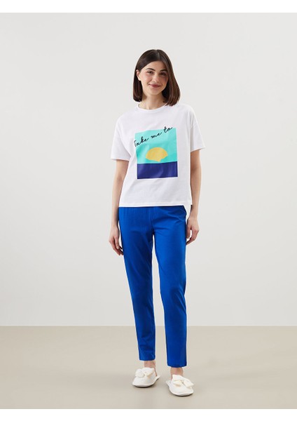 Yeni Sezon Bisiklet Yaka Baskili Kadin Pijama Takimi - S5CU57Z8