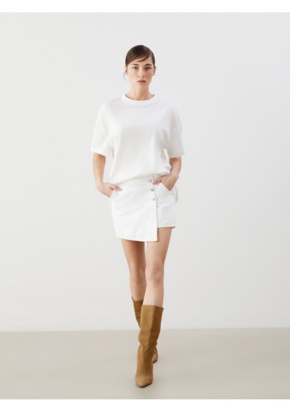 Yeni Sezon Standart Fit Kadin Jean Sort Etek - S5DN16Z8