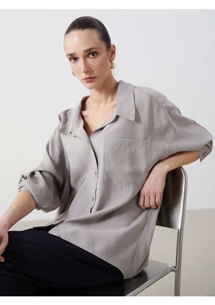 Yeni Sezon Oversize Poplin Kadin Gomlek - S5G411Z8