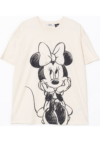 Yeni Sezon Bisiklet Yaka Minnie Mouse Baskili Kadin Tisort - S5GV46Z8 indirimleri