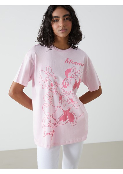Yeni Sezon Daisy Duck ve Minnie Mouse Baskili Kadin Tisort - S5GV61Z8