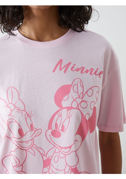 Yeni Sezon Daisy Duck ve Minnie Mouse Baskili Kadin Tisort - S5GV61Z8
