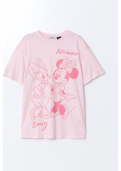 Yeni Sezon Daisy Duck ve Minnie Mouse Baskili Kadin Tisort - S5GV61Z8
