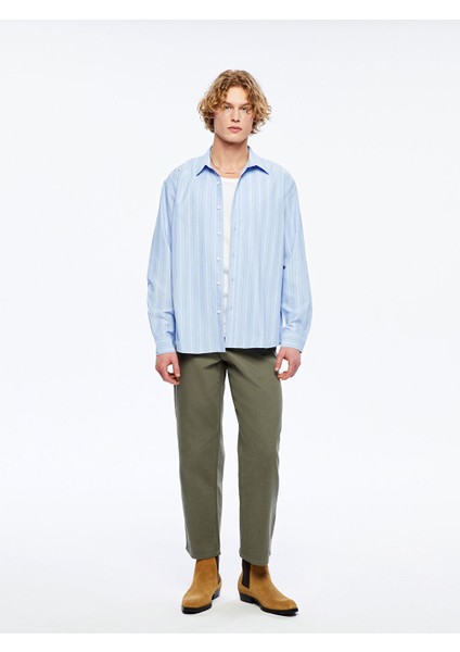 Yeni Sezon Regular Fit Uzun Kollu Poplin Erkek Gomlek - S5L754Z8