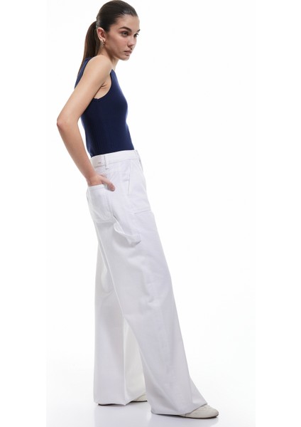 Yeni Sezon Kesik Paça Pamuklu Regular Fit Denim Pantolon - Wide Leg Jeans