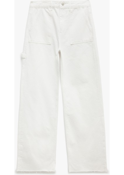 Yeni Sezon Kesik Paça Pamuklu Regular Fit Denim Pantolon - Wide Leg Jeans
