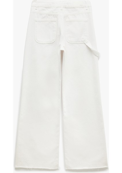 Yeni Sezon Kesik Paça Pamuklu Regular Fit Denim Pantolon - Wide Leg Jeans