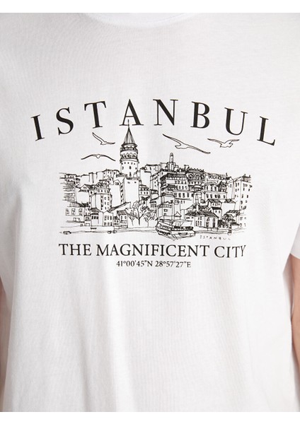 Yeni Sezon Bisiklet Yaka Kisa Kollu Istanbul Baskili Penye Erkek Tisort - S5AC82Z8 modelleri