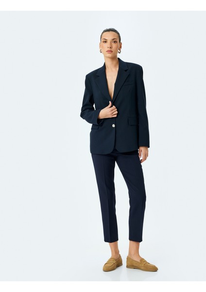 Yeni Sezon Slim Fit Cepli Yüksek Bel Cigarette Kumaş Pantolon