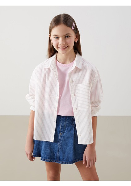 Yeni Sezon Cizgili Kiz Cocuk Crop Gomlek - S50509Z4