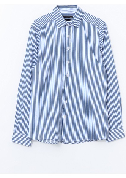 Yeni Sezon Slim Fit Uzun Kollu Cizgili Poplin Erkek Gomlek - S51116Z8 indirimleri